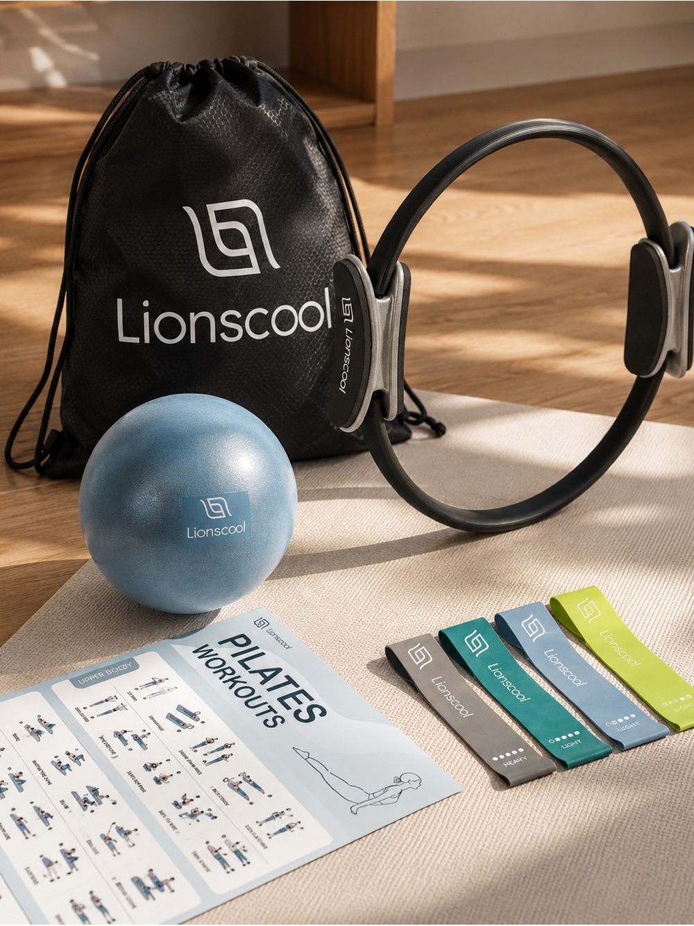 Pilates Ring and Accessories Set — Black